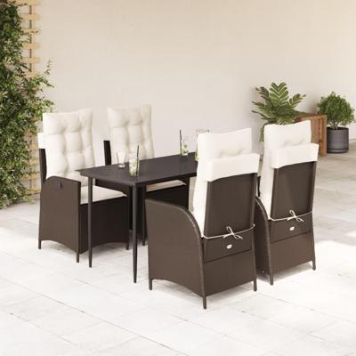 5-delige Tuinset met kussens poly rattan bruin