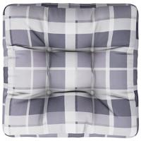 VidaXL Palletkussen ruitpatroon stof grijs - thumbnail