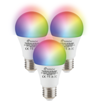 Set van 3 E27 SMART LED Lampen RGBWW Wifi 7 Watt 470lm Dimbaar - thumbnail