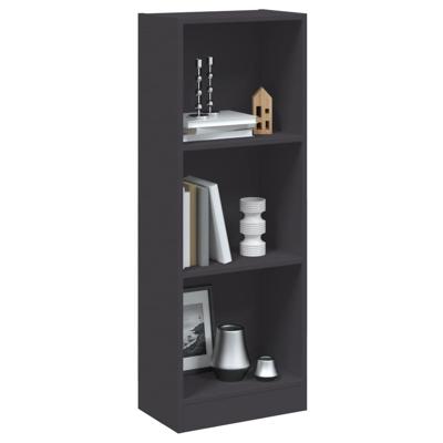 VidaXL Boekenkast met 3 schappen 40x24x109 cm bewerkt hout grijs VidaXL Boekenkast met 3 schappen 40x24x109 cm bewerkt hout grijs