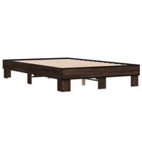 Bedframe bewerkt hout metaal bruin eikenkleur 120x200 cm - thumbnail