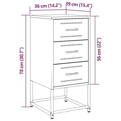 Nachtkastje 36x39x78 cm staal olijfgroen