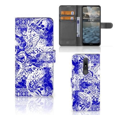 Telefoonhoesje met Naam Nokia 2.4 Angel Skull Blauw Telefoonhoesje met Naam Nokia 2.4 Angel Skull Blauw
