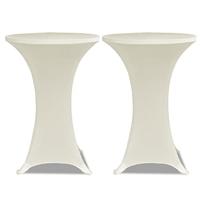 VidaXL Statafelhoes stretch ø70cm crème (2 stuks) - thumbnail