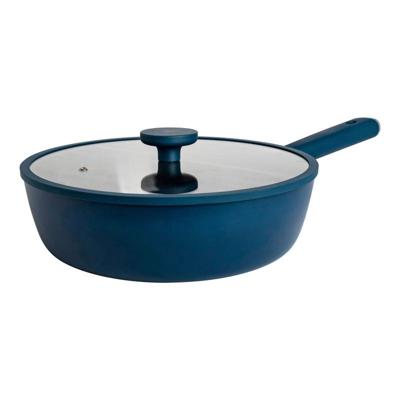 Hugo Kennis hapjespan met deksel - blauw/zwart - ø28x8 cm