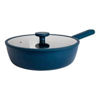 Hugo Kennis hapjespan met deksel - blauw/zwart - ø28x8 cm - thumbnail