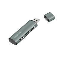 LogiLink UA0395 USB 3.2 Gen 2-hub Met aluminium behuizing, Met status-LEDs Space grijs - thumbnail