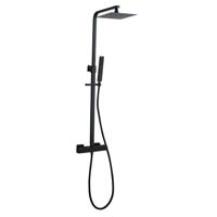 Wiesbaden Regendouche Rombo Eco Twenty Opbouwset Thermostaatkraan 20 cm Mat Zwart - thumbnail