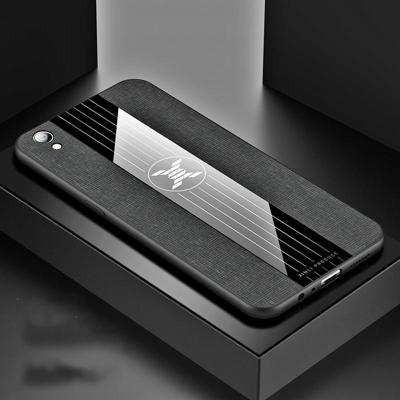Voor OPPO R9 XINLI stiksels doek Textue schokbestendige TPU beschermhoes (zwart)