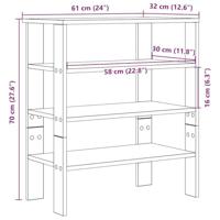 VidaXL Schoenenrek 61x32x70 cm bewerkt hout bruin eikenkleur - thumbnail