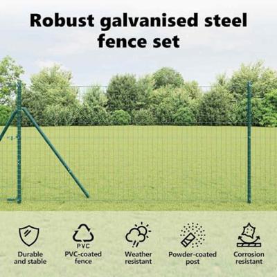 VidaXL Hek met paal groen 1,2 x 10 m staal en pvc