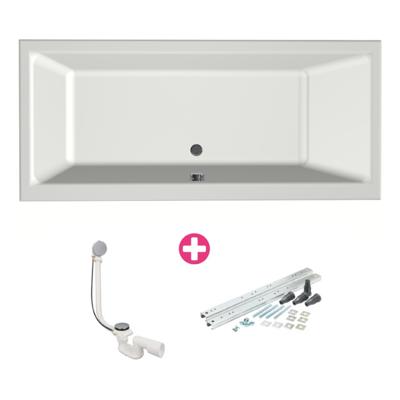 Xenz Kristal Ligbad - 180x80x48 - afvoer Midden - acryl - wit mat 6986-03