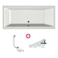 Xenz Kristal Ligbad - 180x80x48 - afvoer Midden - acryl - wit mat 6986-03 - thumbnail