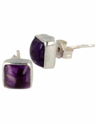 Zilveren Oorstekers Amethist Vierkant - 925 Sterling Zilveren Oorstekers Amethist Vierkant - 925 Sterling