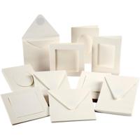 Creativ Company Passepartout kaarten, afmeting kaart 10,5x15 + 12,5x12,5 cm, inhoud kan variëren , off-white, 50 set/ 1 doos - thumbnail