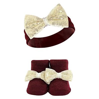 Hudson Baby Infant Girl Headband and Socks Set, Flower, 0-9 Months