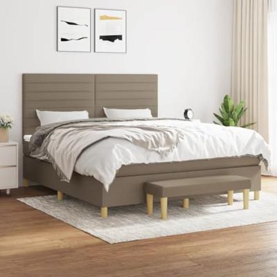 Boxspring met matras stof taupe 180x200 cm