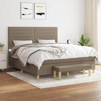 Boxspring met matras stof taupe 180x200 cm - thumbnail