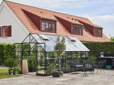 Tuinkas Qube 816, zwart, veiligheidsglas 3mm/1 Halls - Royal well