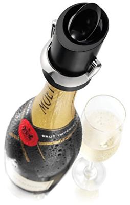 Vacu Vin Champagne Stopper en Schenker - Zwart - thumbnail