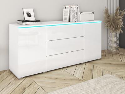 Dressoir VITTORIO 2 deuren 3 lades wit/hoogglans wit