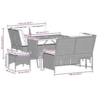 5-delige Loungeset met kussens poly rattan grijs - thumbnail