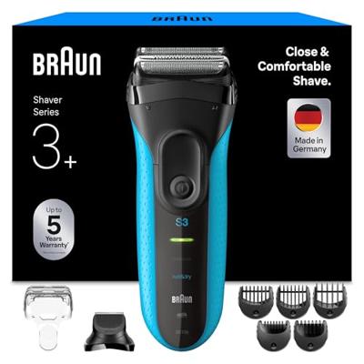 Braun Braun Rasierer Series 3 3010BT Black/Blu Scheerapparaat Afspoelbaar Blauw, Zwart