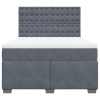 Boxspring met matras fluweel donkergrijs 140x200 cm - thumbnail