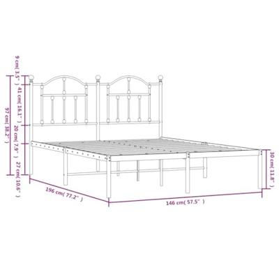 Bedframe met hoofdbord metaal wit 140x190 cm - thumbnail
