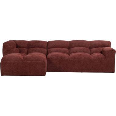 Hoekbank Tibas links - stof Raven - wijnrood - Leen Bakker