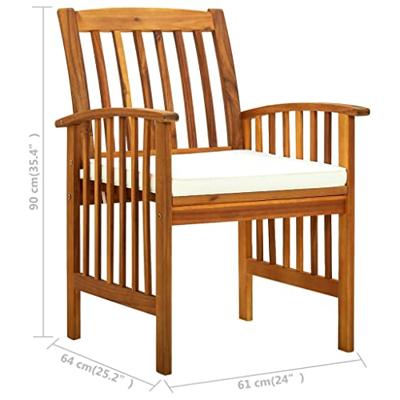 Tuinstoelen 2 st met kussens massief acaciahout