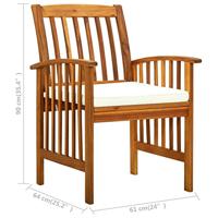 Tuinstoelen 2 st met kussens massief acaciahout - thumbnail