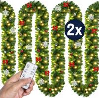 Kerstguirlande , slinger, kerstslinger 5mtr 80xLED -in/outdoor - inclusief - versiering - thumbnail