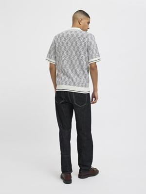 Jack & Jones Jprblucody Structure Knit Polo Ss Trui Korte Mouw Dark Denim - thumbnail