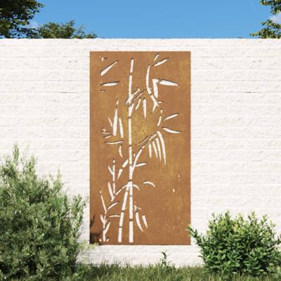VidaXL Wanddecoratie tuin bamboe-ontwerp 105x55 cm cortenstaal