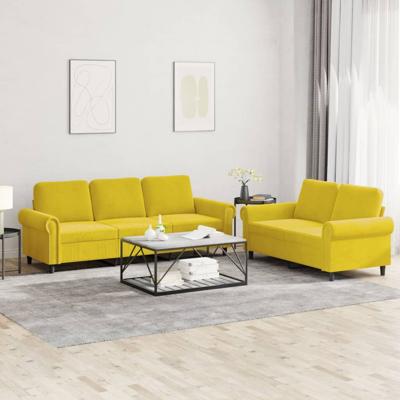 2-delige Loungeset met kussens fluweel geel - thumbnail