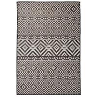 VidaXL Buitenkleed met patroon platgeweven 160x230 cm zwart - thumbnail