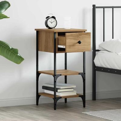 Nachtkastje met lade 2 pcs Bruin 33,5 x 36 x 70 cm