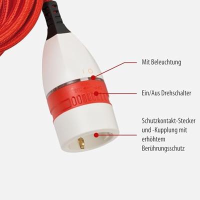 Brennenstuhl 1161830040 Stroom Verlengkabel Rood, Wit, Zwart 5.00 m H05VV 3G 1,5 mm²