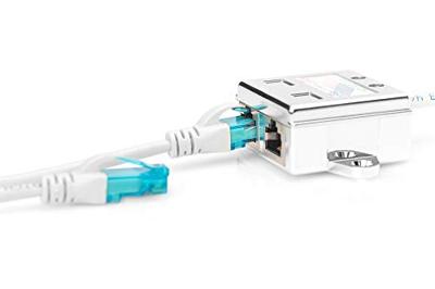 Digitus RJ45 Netwerk Adapter CAT 5, CAT 5e [2x RJ45-stekker - 1x RJ45-stekker] Grijs