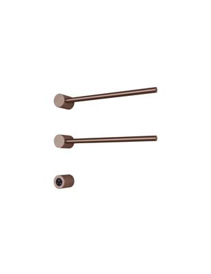 Hotbath &MORE set van 2 rails RARH50 ROUND 50 cm met separate schakelaar en inbouw element Geborsteld Koper PVD (RARH50-2BCP)