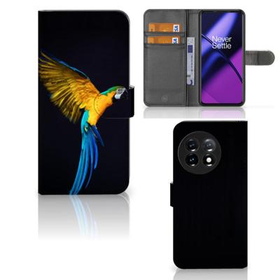 OnePlus 11 | Telefoonhoesje | Met pasjeshouder | Papegaai