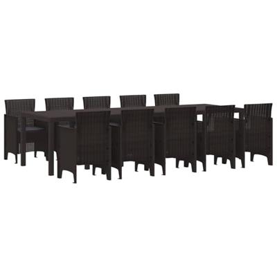 Tuin Eetset met kussen 11 pcs Bruin en Antraciet Groot Rattan