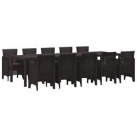 Tuin Eetset met kussen 11 pcs Bruin en Antraciet Groot Rattan - thumbnail