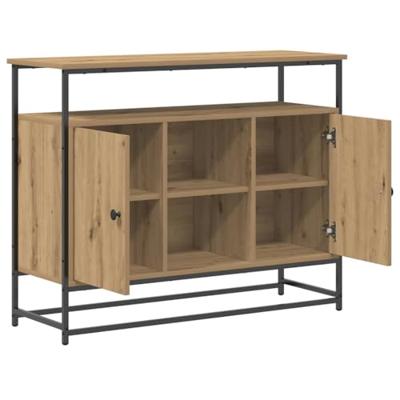 Dressoir artisanaal eikenkleurig 100 x 35 x 80 cm Bewerkt hout