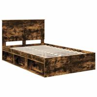 Bedframe met lade Gerookt eiken 135 x 190 cm Massief grenenhout - thumbnail