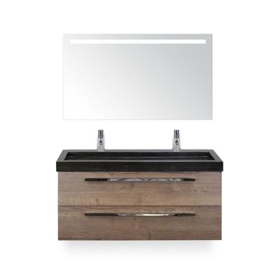 Seville Badmeubelset 120 cm - 2 laden Tabacco - Wastafel Lucca Enkel - met Sence Spiegel