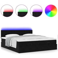 Ottoman bed met matrassen en LED's 160x200cm fluweel zwart - thumbnail