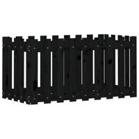 VidaXL Plantenbak verhoogd hekontwerp 100x50x50 cm grenenhout zwart - thumbnail