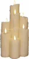 Anna&apos;s Collection LED druipkaars 3d flame set 25.5x15 cm ivoor 7 stuks - thumbnail